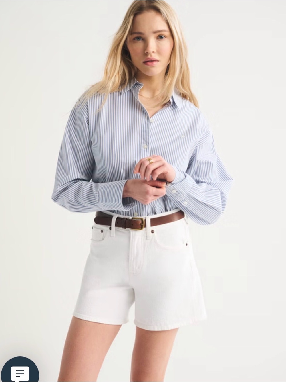 Abercrombie & Fitch Women’s White High-Rise Dad Shorts